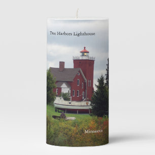 Two Harbors Lighthouse & Boat candle