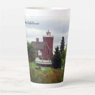 Two Harbors Lighthouse & boat latte mug