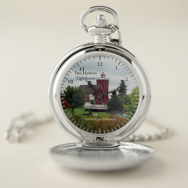 Two Harbors Lighthouse & Boat pocket watch (Inside)