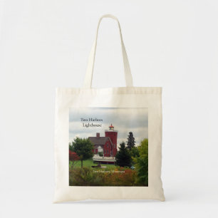 Two Harbors Lighthouse & boat tote bag