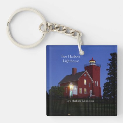 Two Harbors Lighthouse double sided key chain