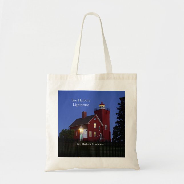 Two Harbors Lighthouse dusk tote bag (Front)
