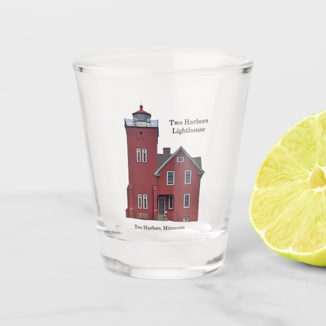 Two Harbors Lighthouse shot glass (Front)