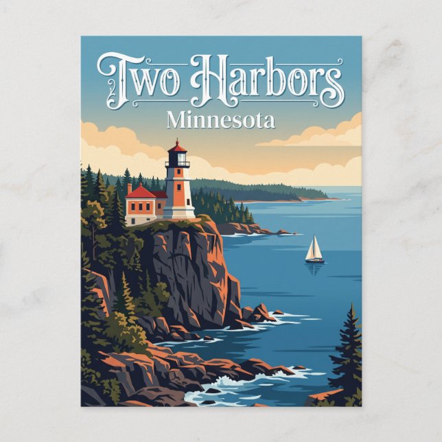 Two Harbors, Minnesota Postcard (Front)