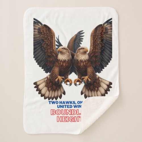 Two hawks one sky united wings boundless height sherpa blanket