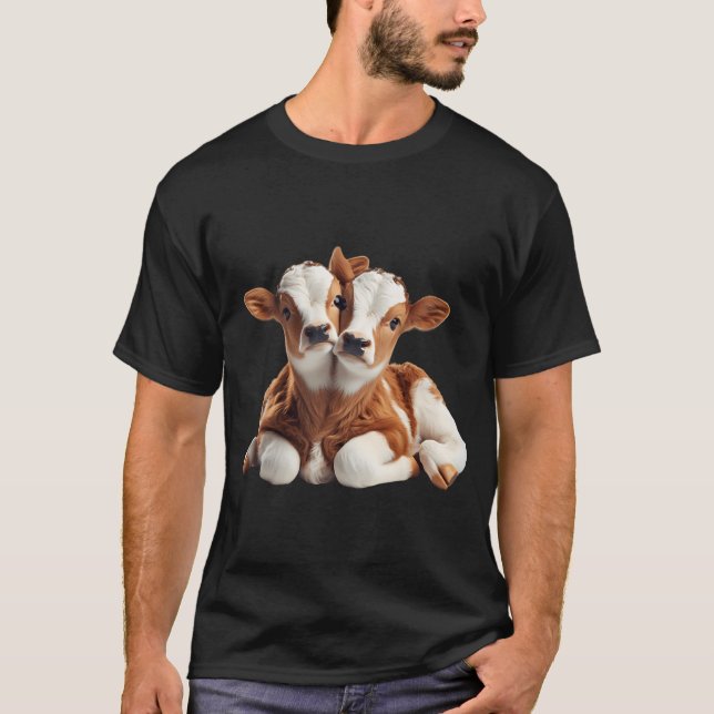 Two Headed Calf Cute Baby Cow  T-Shirt (Front)