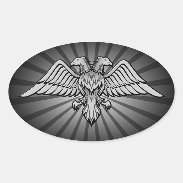Two headed eagle oval sticker (Front)
