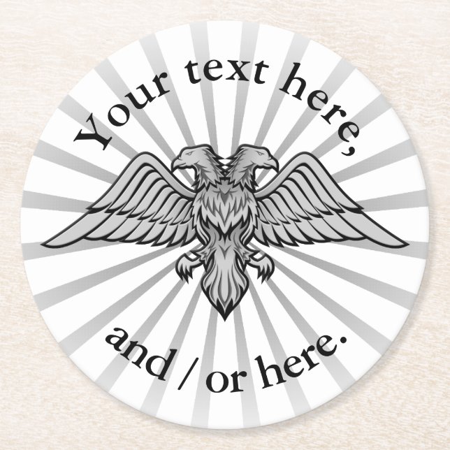 Two headed eagle round paper coaster (Front)