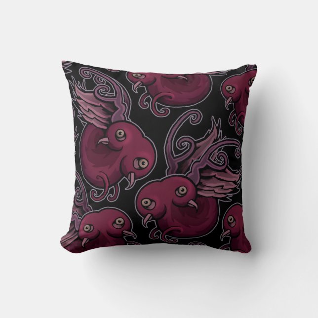 Two Headed Sparrows Throw Pillow (Front)