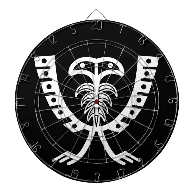 Two Headed White Eagle Dartboard With Darts (Front)