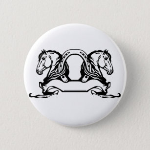 two heads of horses and horseshoe button