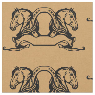 two heads of horses and horseshoe fabric