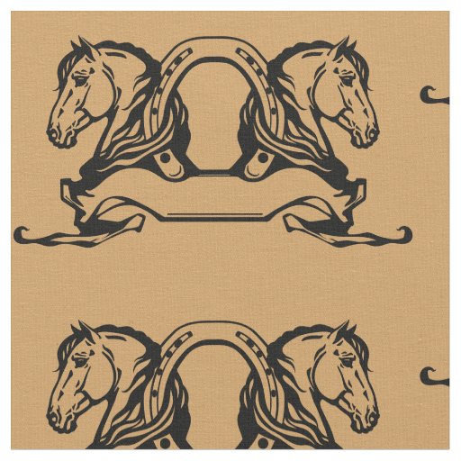 two heads of horses and horseshoe fabric