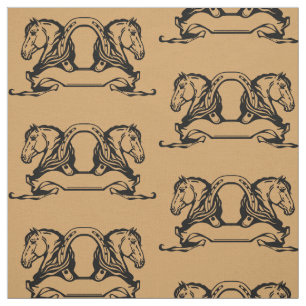 two heads of horses and horseshoe fabric