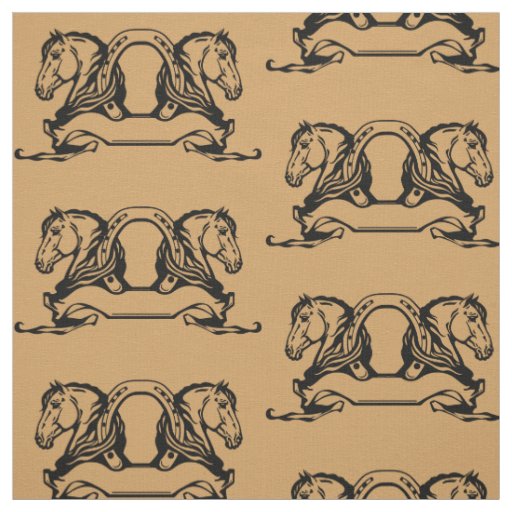 two heads of horses and horseshoe fabric