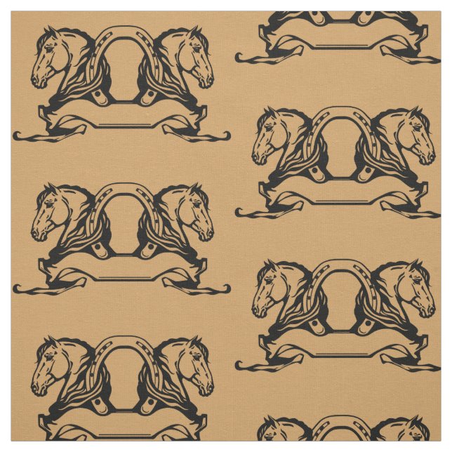 two heads of horses and horseshoe fabric (Swatch)