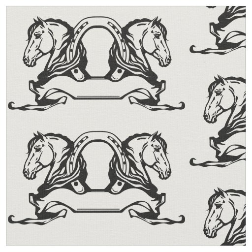 two heads of horses and horseshoe fabric