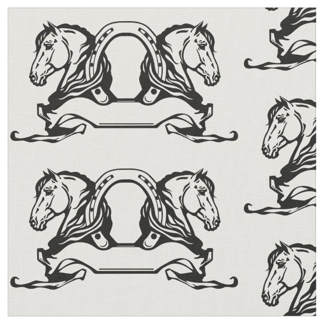two heads of horses and horseshoe fabric (Close Up)