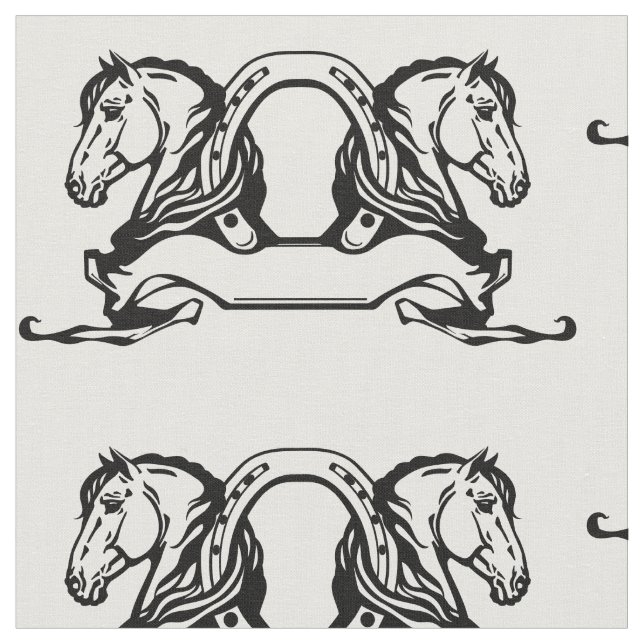 two heads of horses and horseshoe fabric (Close Up)