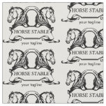 two heads of horses and horseshoe. Template Fabric