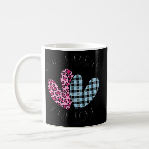 Two Heart One Love Happy Valentines Day Leopard  Coffee Mug