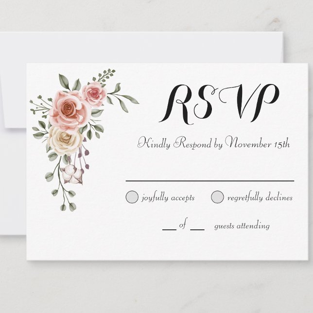 Two Heart One Love Rustic Arbor Roses Reply Card (Creator Uploaded)