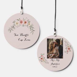 Two Heart One Love Rustic Arbor Roses Wedding Wind Chime