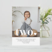 Two Heart Photo First Birthday Invitation  (Standing Front)