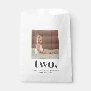 Two Heart Square Photo 2nd Birthday Favor Bag