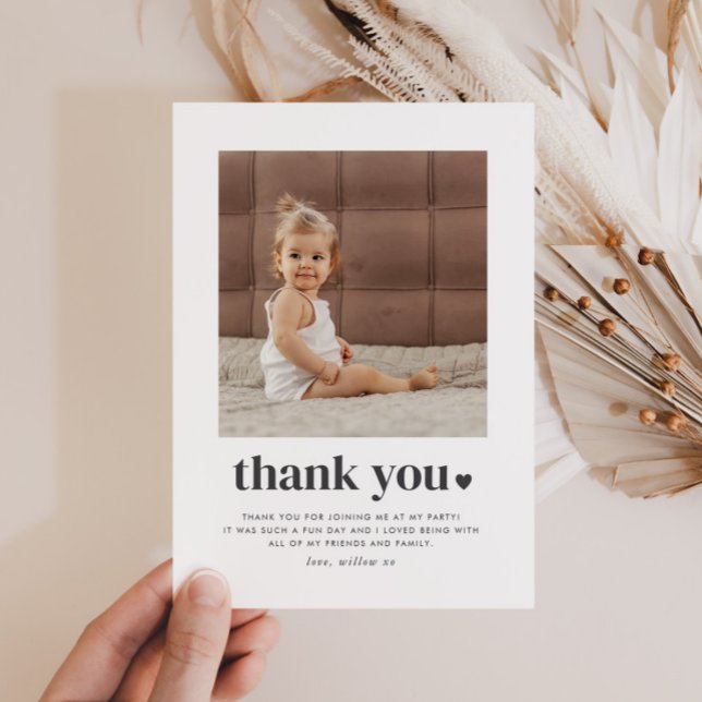 Two Heart Square Photo 2nd Birthday Thank You  Card (Zazzle Two Heart Square Photo 2nd Birthday Thank You)