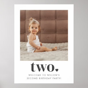 Two Heart Square Photo 2nd Birthday Welcome Sign