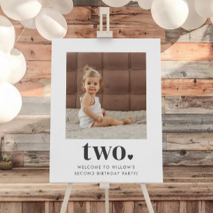 Two Heart Square Photo 2nd Birthday Welcome Sign