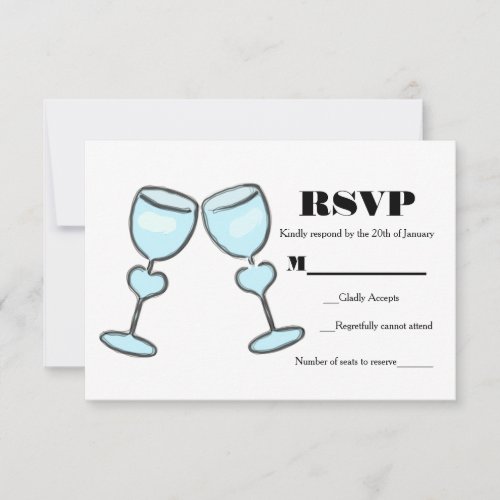 Two Heart Wine Glasses Bridal Shower Wedding RSVP