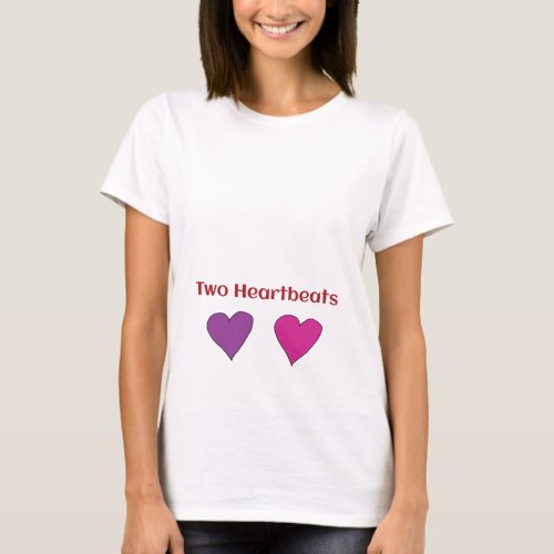 Two Heartbeats Expecting Twins Maternity T_Shirt