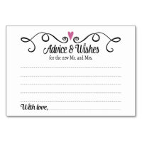 Two Hearts Advice and Wishes Wedding Card