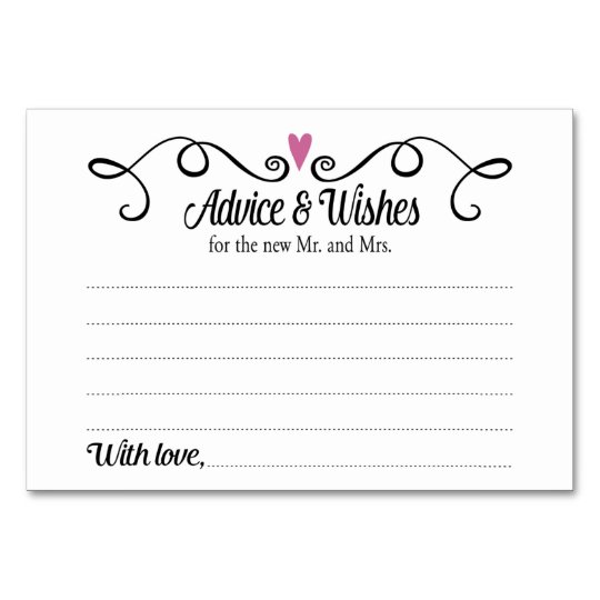 Two Hearts Advice and Wishes Wedding Card Zazzle.com