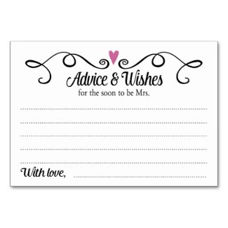 Two Hearts Advice & Wishes Bridal Shower Card