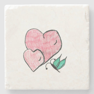 Two hearts and a Butterfly Stone Coaster