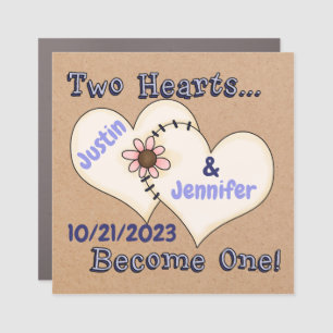 Two Hearts and flower Save the Date Magnet