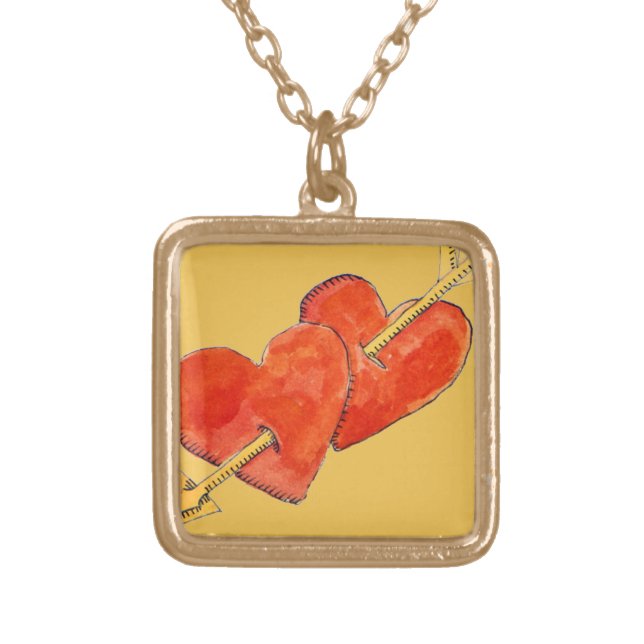Two hearts - arrow 2011 gold plated necklace (Front)
