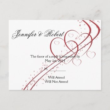 Two Hearts As One Rsvp Invitation Postcard by NoteableExpressions at Zazzle