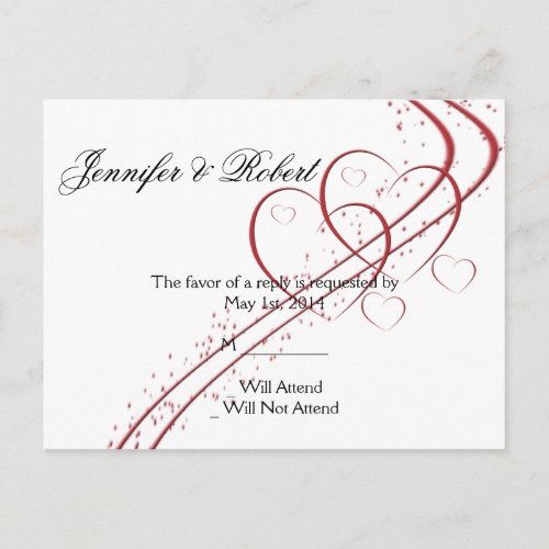 Two Hearts as One RSVP Invitation Postcard