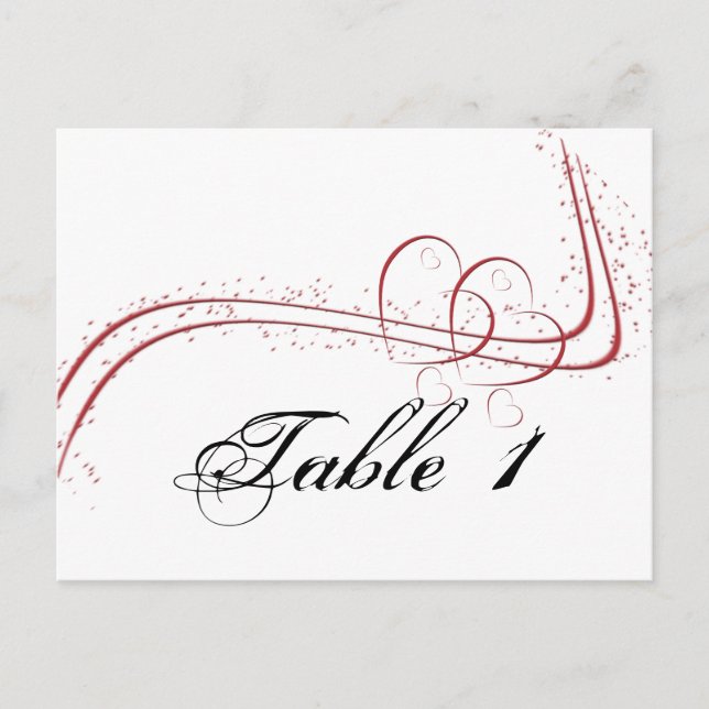 Two Hearts as One Table Number (Front)