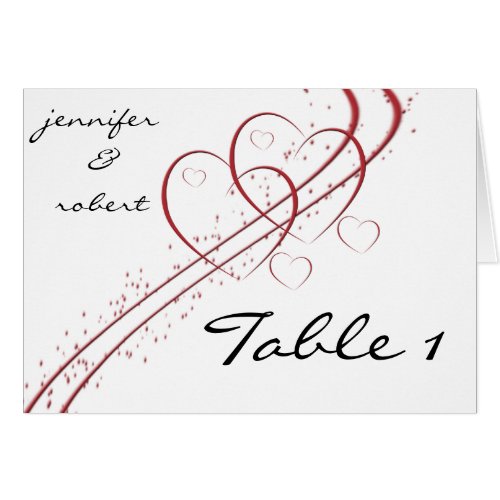 Two Hearts as One Table Number card