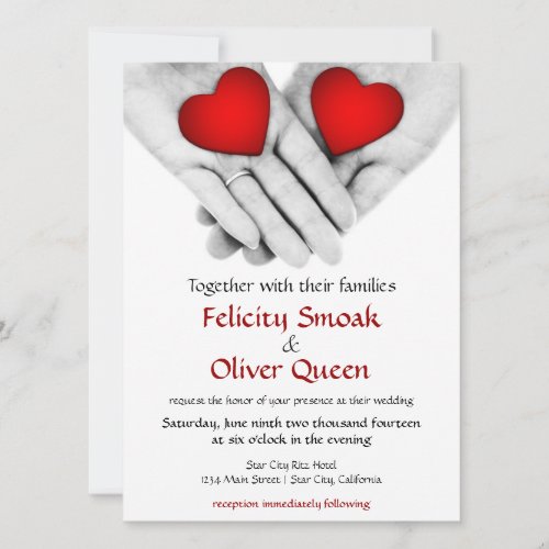 Two Hearts as One Valentine Wedding Invitation