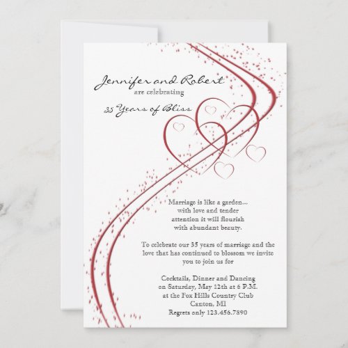 Two Hearts as One Wedding Anniversary Invitation