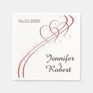Two Hearts as One Wedding Napkin
