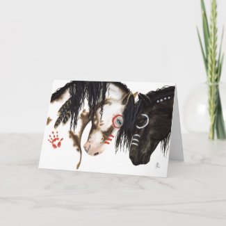 Two Hearts beat as One Valentine Horses by Bihrle Holiday Card