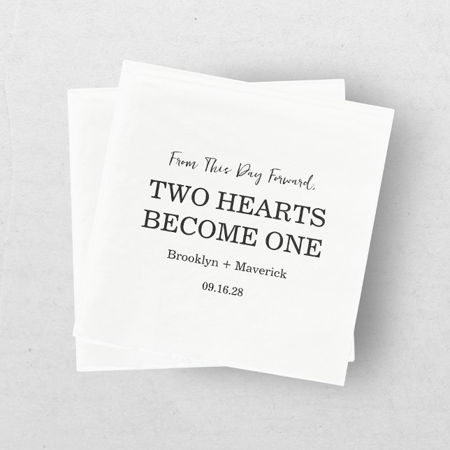 Two Hearts Become One Wedding Reception Napkins (Creator Uploaded)
