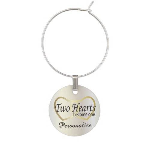 Two Hearts Become One  Wedding Wine Charm